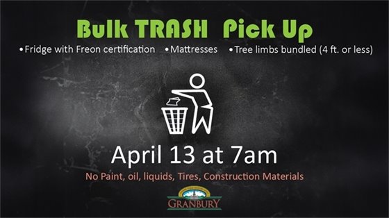 Bulk Trash pick-up April 13