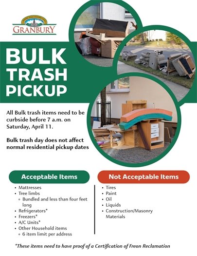 Bulk Trash pick-up April 11