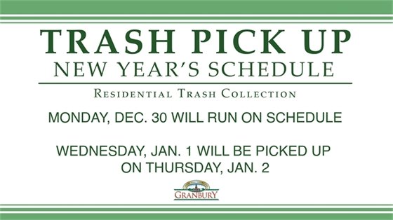 new year's trash SCHEDULE