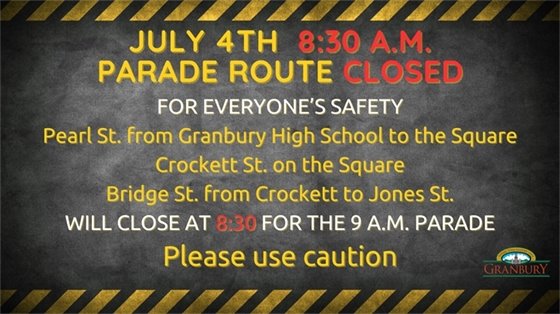 Roads close at 8:30, Parade at 9